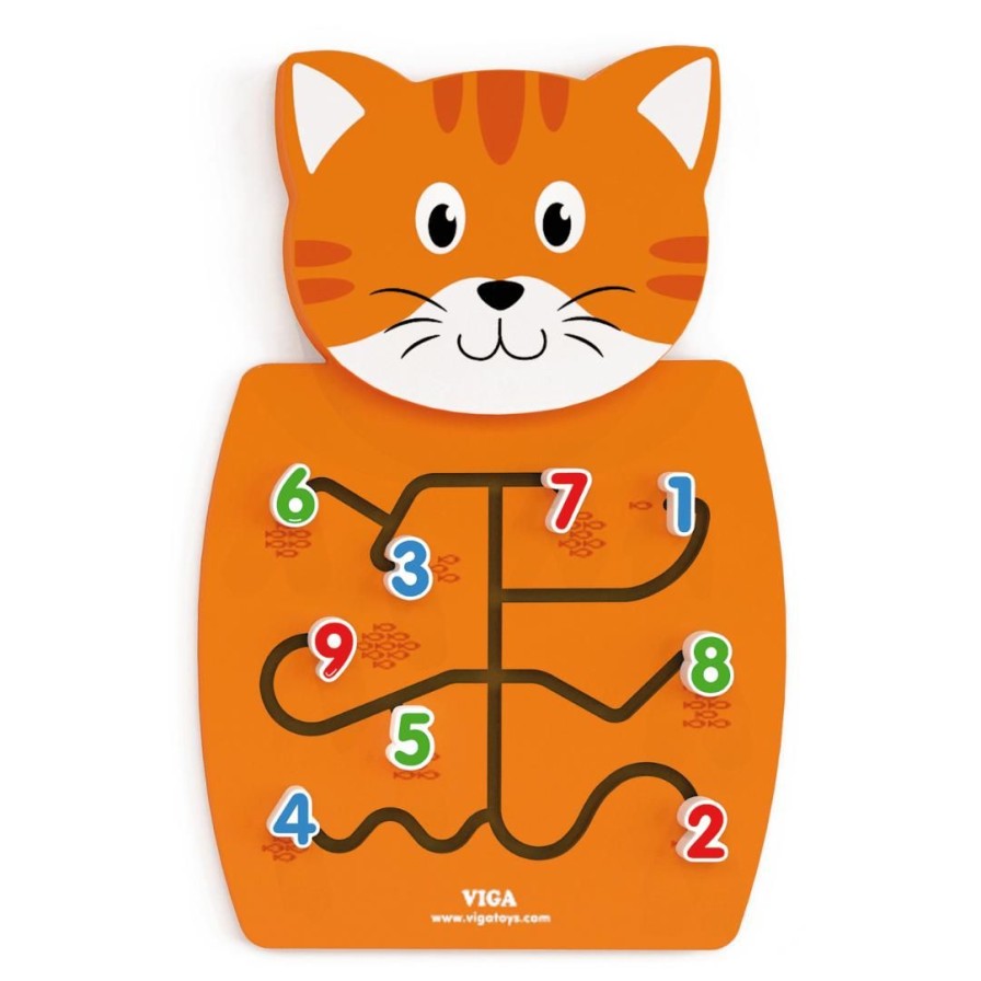 Wooden Toys Viga Baby & Toddler Puzzles | Wooden Cat Wall Activity Toy