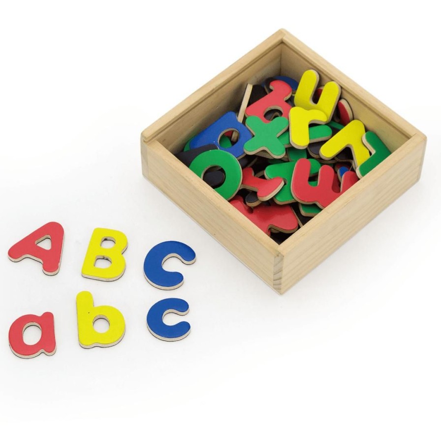 Wooden Toys Viga Montessori Toys | Wooden Magnetic Letters Upper / Lower 52Pce