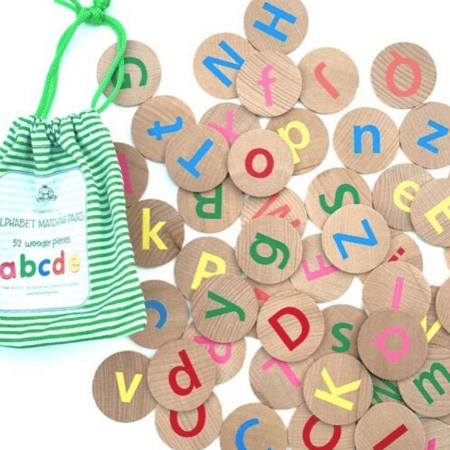 Wooden Toys Freckled Frog Baby & Toddler Puzzles | Alphabet Matching Pairs-52 Pieces