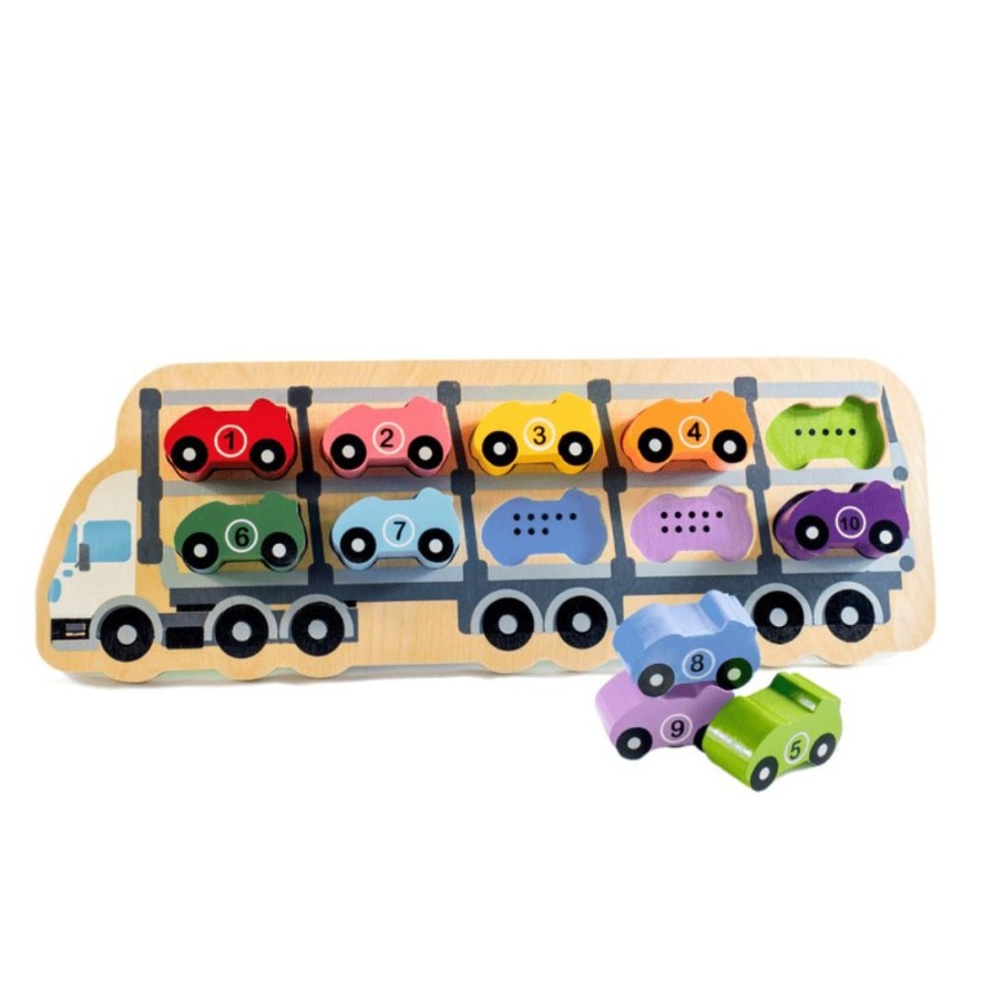 Wooden Toys Kiddie Connect Cars & Trucks | 1-10 Car Puzzle