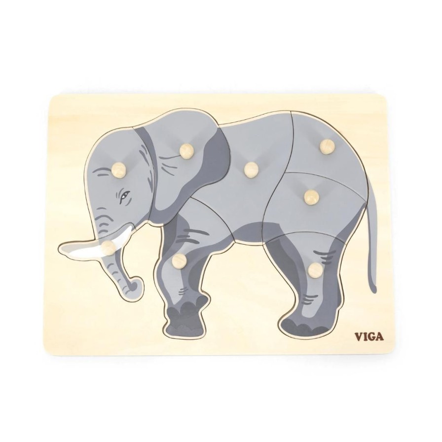 Wooden Toys Viga Animals | Montessori Wooden Puzzle-Elephant