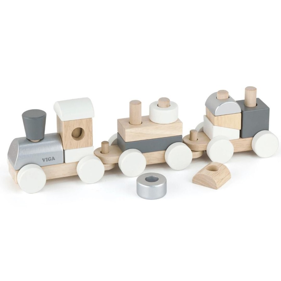 Wooden Toys Viga Building Blocks | Stacking Train-Scandinavian