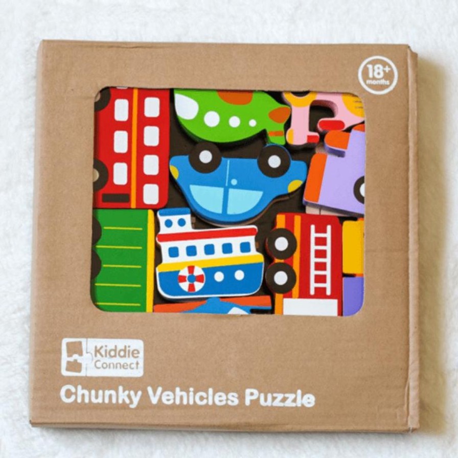 Wooden Toys Kiddie Connect Baby & Toddler Puzzles | Vehicles In The City Chunky Puzzle