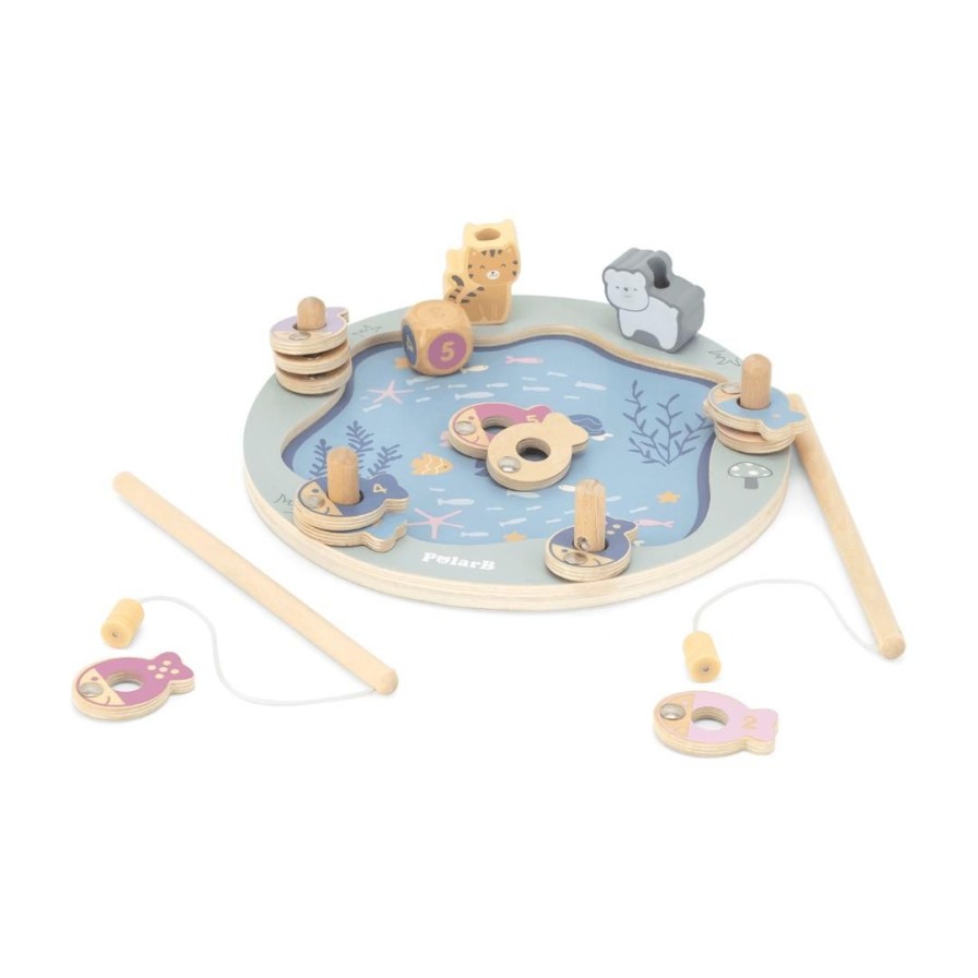 Wooden Toys Viga Montessori Toys | Pastel Magnetic Pond Fishing Game