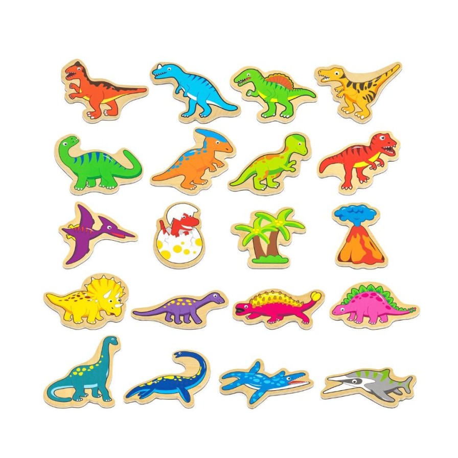 Wooden Toys Viga Montessori Toys | Dinosaur Magnets-20 Pce