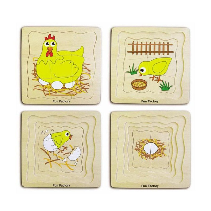 Wooden Toys Fun Factory Montessori Toys | Wooden Chicken Lifecycle-4 Layer