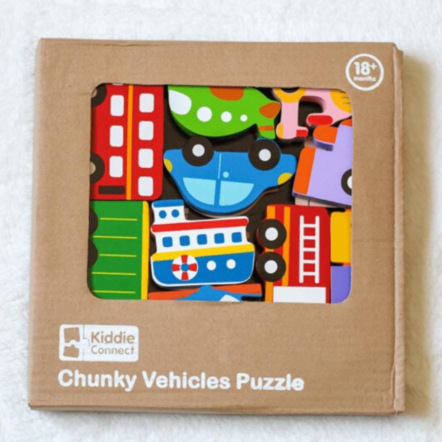 Wooden Toys Kiddie Connect Montessori Toys | Vehicles In The City Chunky Puzzle