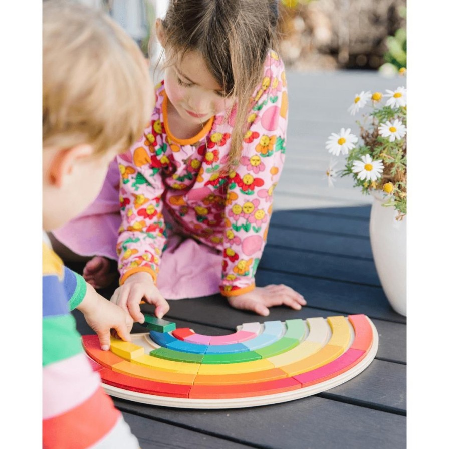 Wooden Toys Freckled Frog Gross Motor Skills | Building Rainbows Wooden Puzzle