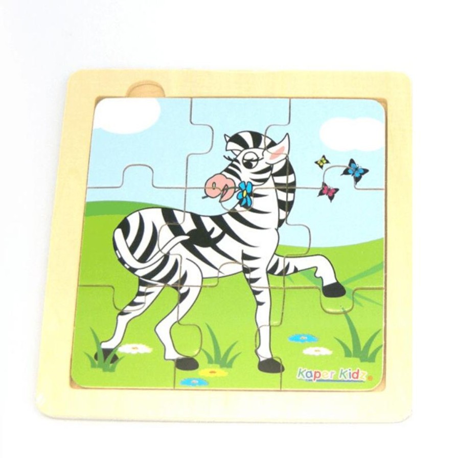 Wooden Toys Kaper Kidz Animal Puzzles | Zebra Puzzle-9 Piece