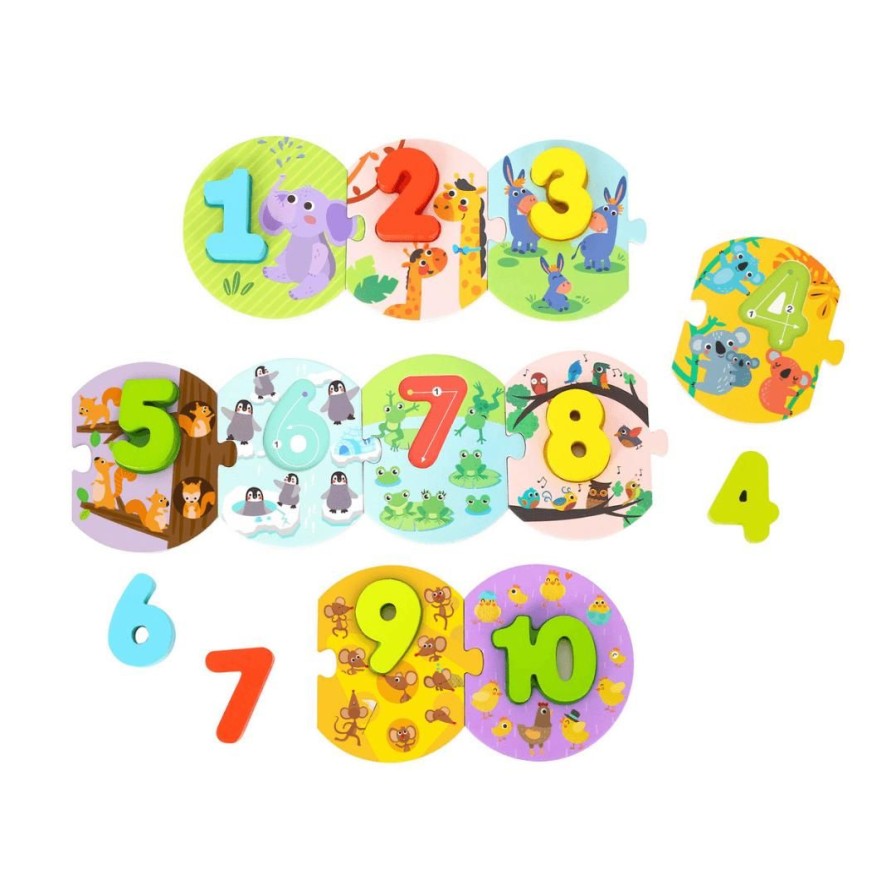 Wooden Toys Tooky Toy Montessori Toys | Colourful Number Linking Puzzle