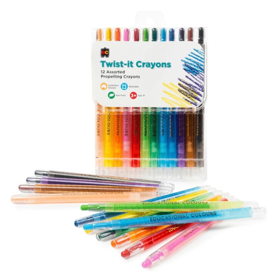 Wooden Toys ed.vantage Shapes & Colours | Twist-It Crayons-Set Of 12