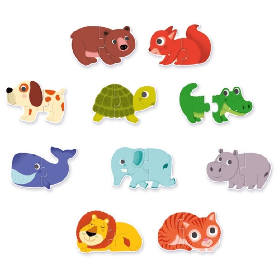 Wooden Toys Djeco Fine Motor Skills | Duo Animal Puzzles-Set Of 10 Puzzles