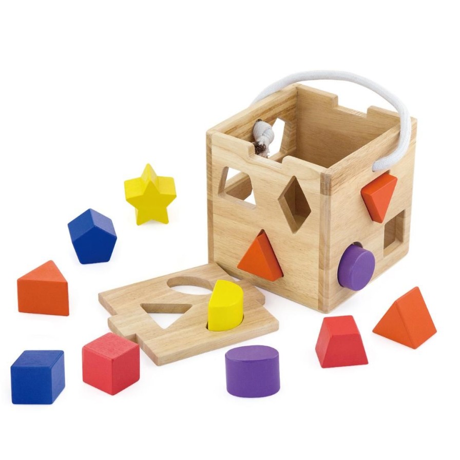 Wooden Toys Viga Shapes & Colours | Shape Sorter With 12 Blocks