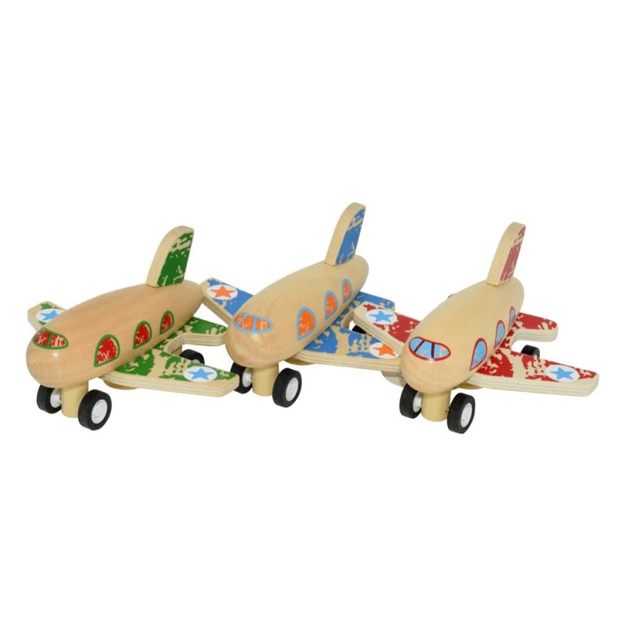 Wooden Toys Kaper Kidz Cars & Trucks | Wooden Pull Back Air Plane