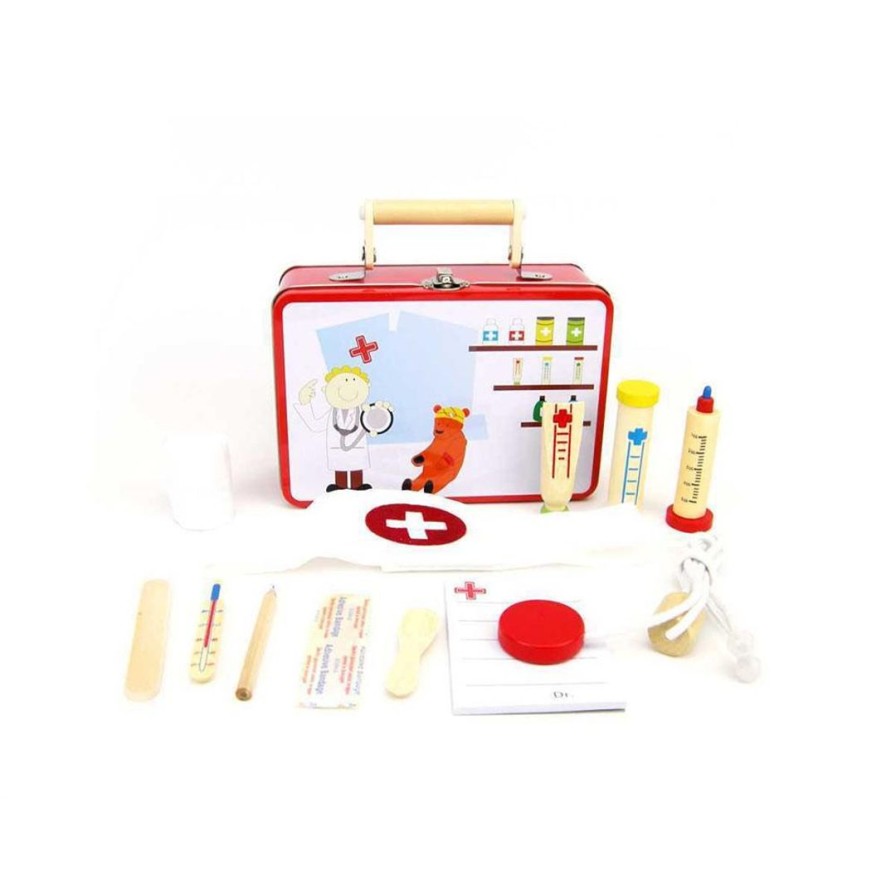 Wooden Toys Kaper Kidz Pretend Play | Doctor Play Set In Tin Case