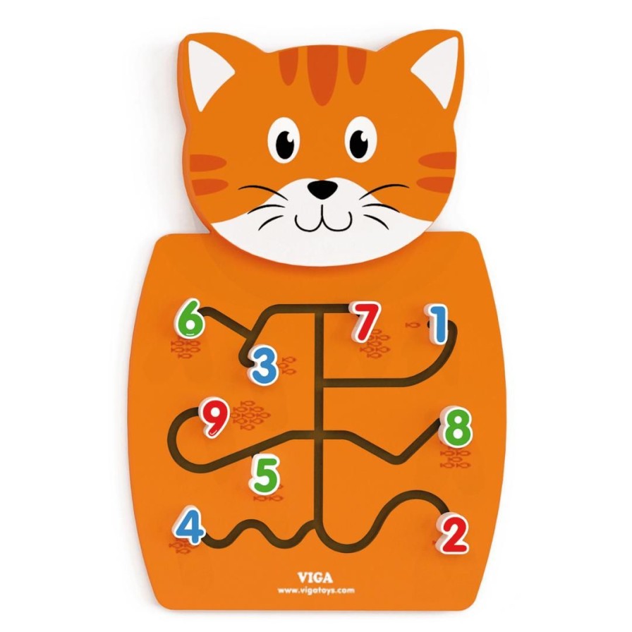 Wooden Toys Viga Montessori Toys | Wooden Cat Wall Activity Toy