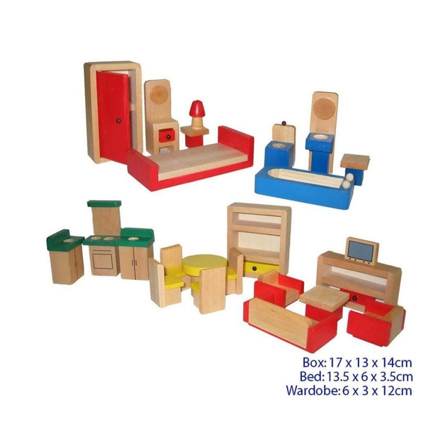 Wooden Toys Fun Factory Montessori Toys | Wooden Dolls House Furniture Set-26 Pieces