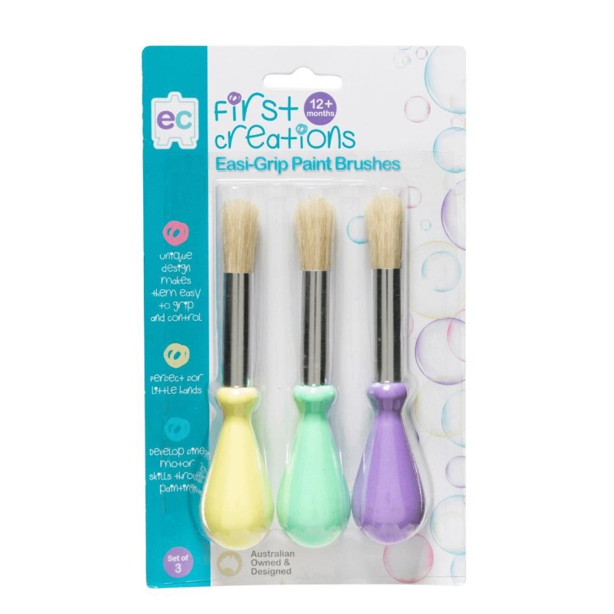 Wooden Toys ed.vantage Shapes & Colours | Easi-Grip Paint Brushes-Set Of 3