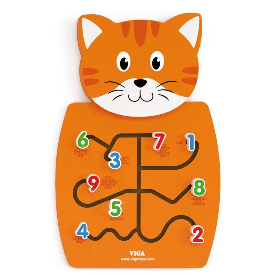 Wooden Toys Viga Activity Centres For Kids | Wooden Cat Wall Activity Toy