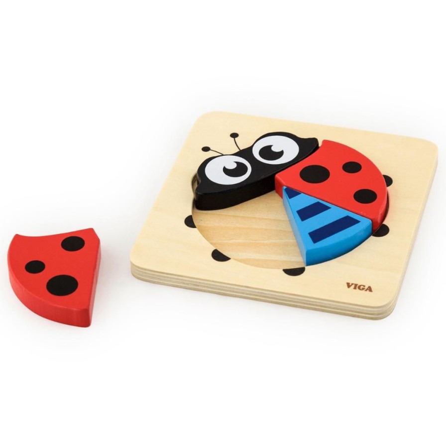 Wooden Toys Viga Numbers & Letters | Mini Block Puzzle-Ladybird