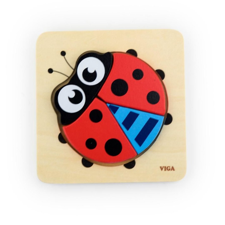 Wooden Toys Viga Numbers & Letters | Mini Block Puzzle-Ladybird