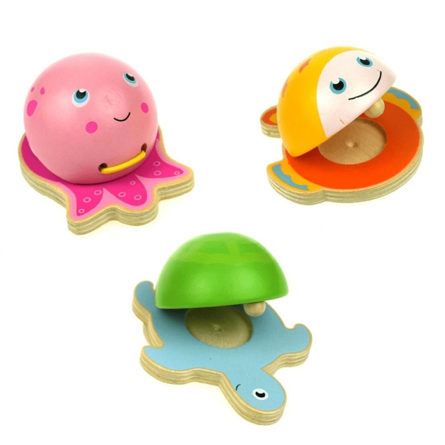 Wooden Toys Kaper Kidz Fine Motor Skills | Wooden Sealife Castanets