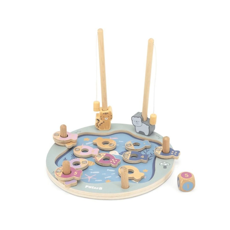 Wooden Toys Viga Numeracy | Pastel Magnetic Pond Fishing Game