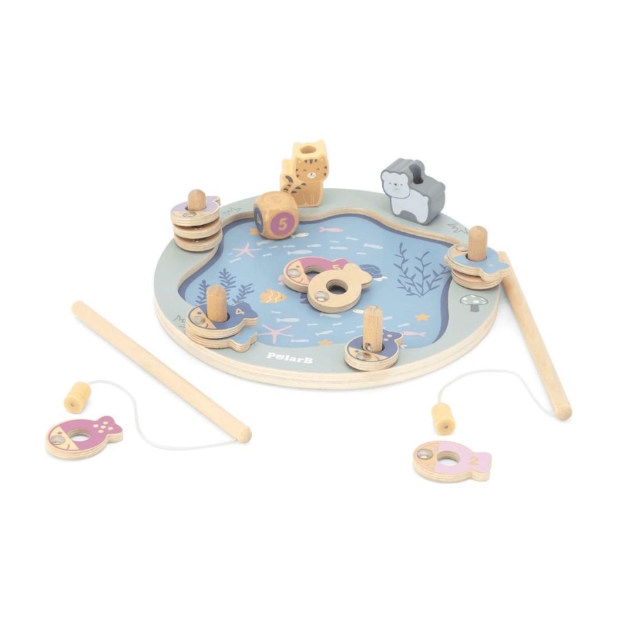 Wooden Toys Viga Numeracy | Pastel Magnetic Pond Fishing Game