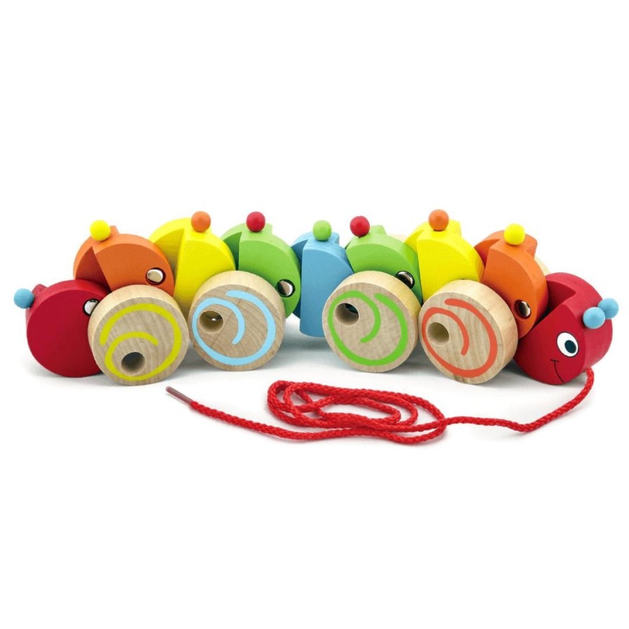 Wooden Toys Viga Pull & Push Along Toys | Pull Along Caterpillar