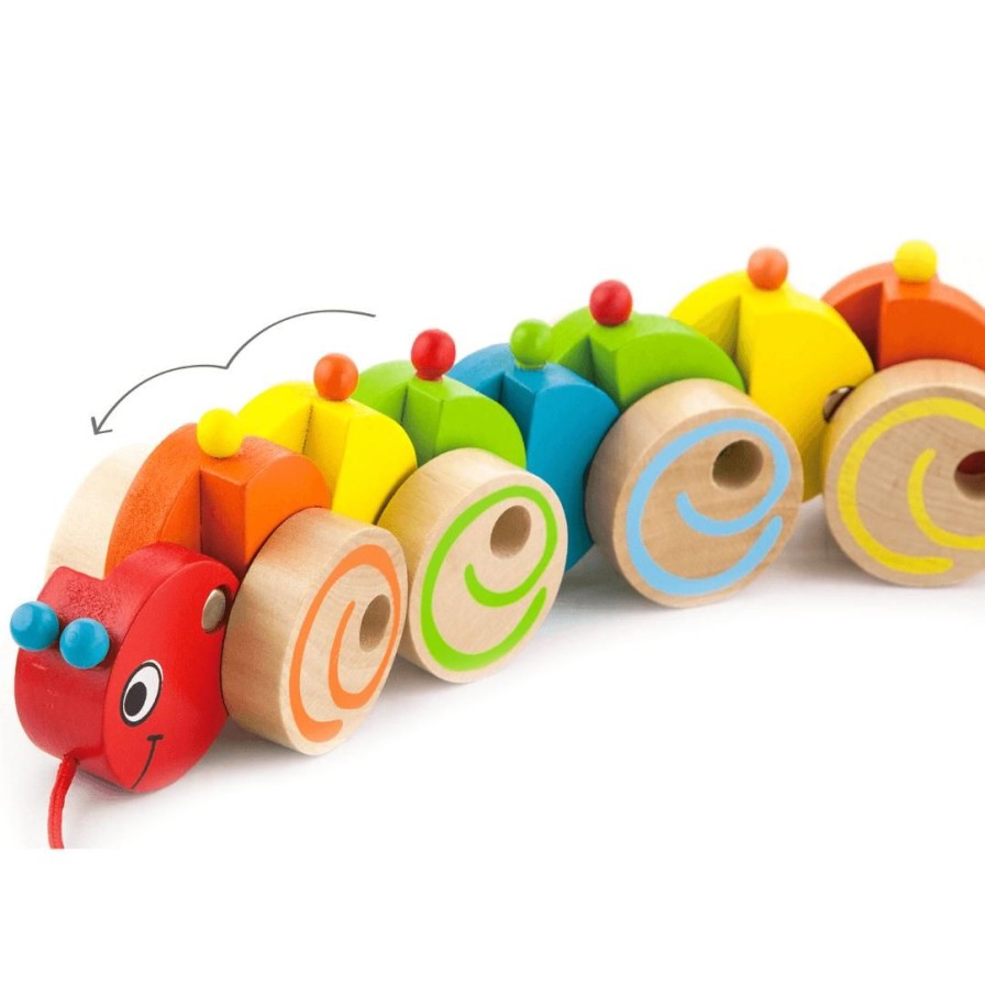 Wooden Toys Viga Pull & Push Along Toys | Pull Along Caterpillar