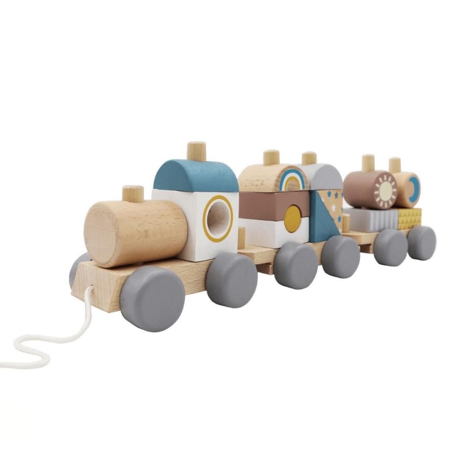 Wooden Toys Kaper Kidz Shapes & Colours | Pull Along Stacking Block Train