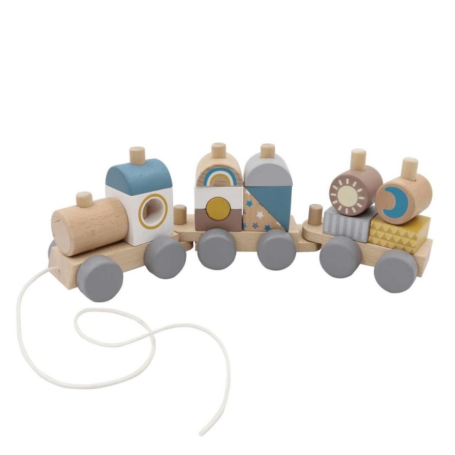 Wooden Toys Kaper Kidz Shapes & Colours | Pull Along Stacking Block Train