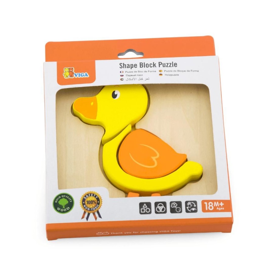 Wooden Toys Viga Numbers & Letters | Mini Block Puzzle-Duck