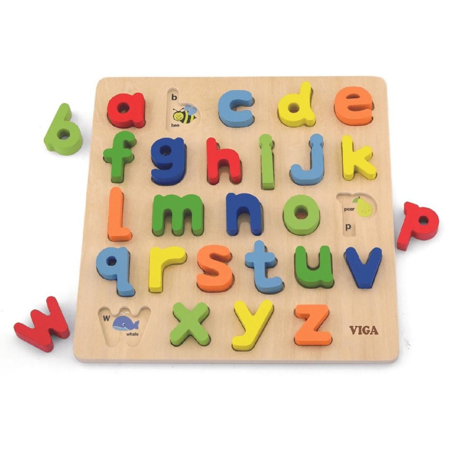 Wooden Toys Viga Stacking Toys | Lower Case Alphabet Block Puzzle