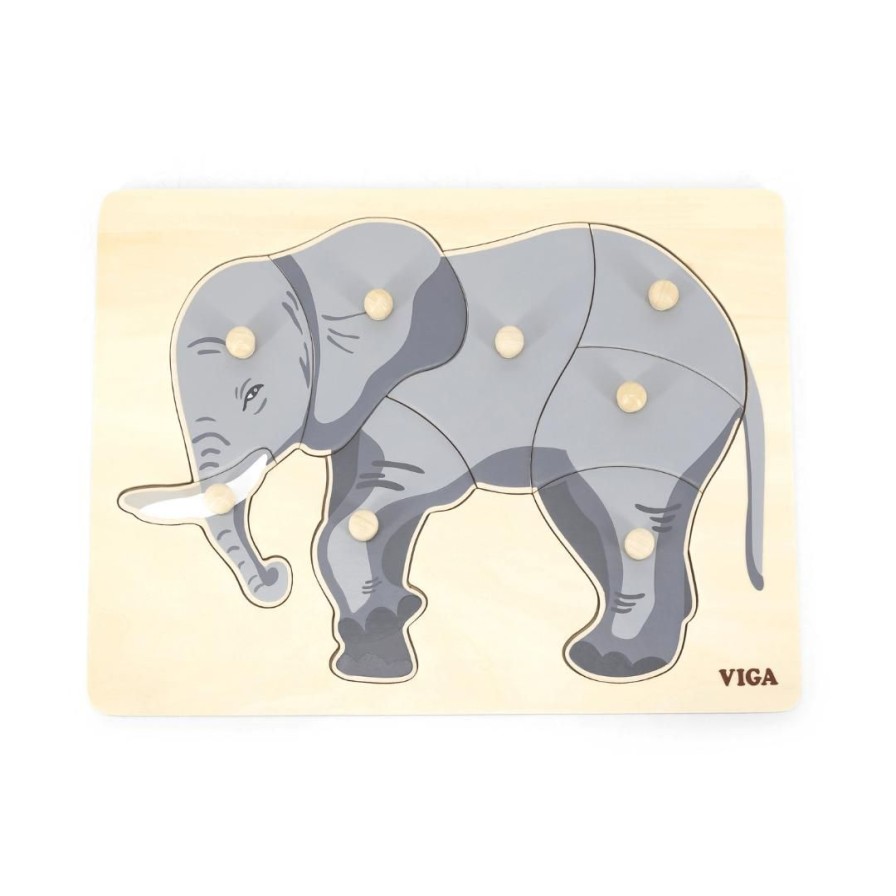 Wooden Toys Viga Jigsaw Puzzles | Montessori Wooden Puzzle-Elephant