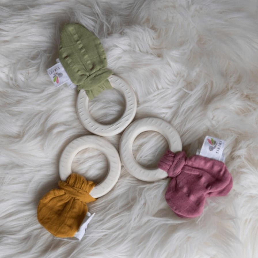 Wooden Toys Tikiri Shapes & Colours | Organic Cotton And Natural Rubber Teether