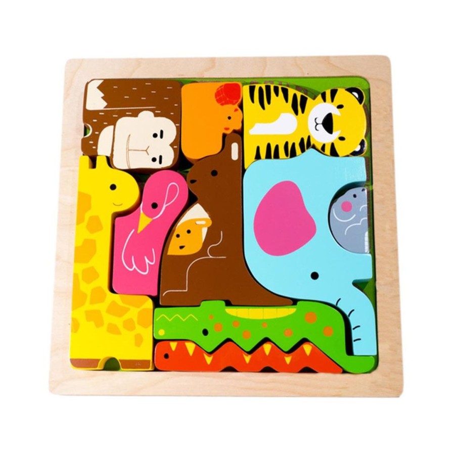 Wooden Toys Kiddie Connect Baby & Toddler Puzzles | Wild In The Jungle Chunky Puzzle