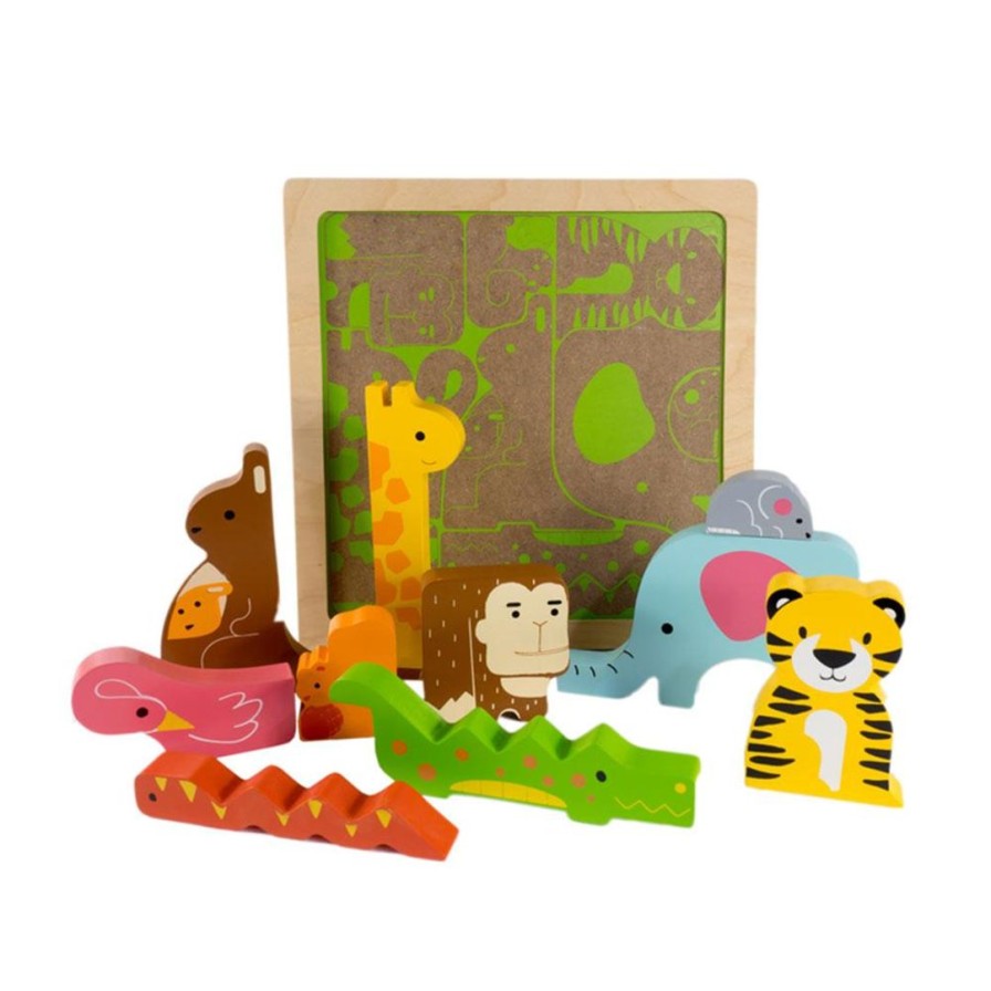 Wooden Toys Kiddie Connect Baby & Toddler Puzzles | Wild In The Jungle Chunky Puzzle