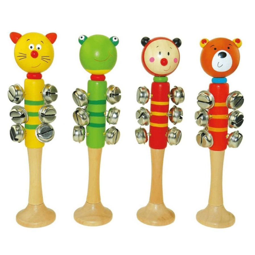 Wooden Toys Kaper Kidz Gross Motor Skills | Animal Jingle Bell Stick Toy