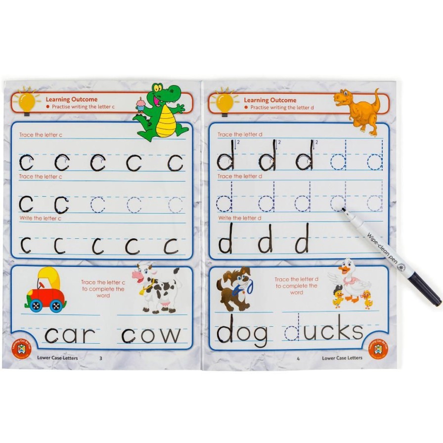 Wooden Toys ed.vantage Arts & Crafts | Wipe-Clean Learning Book-Lower Case Letters