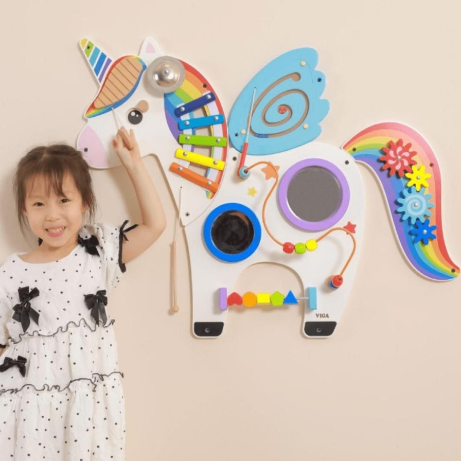 Wooden Toys Viga Montessori Toys | Unicorn Wall Activity Centre