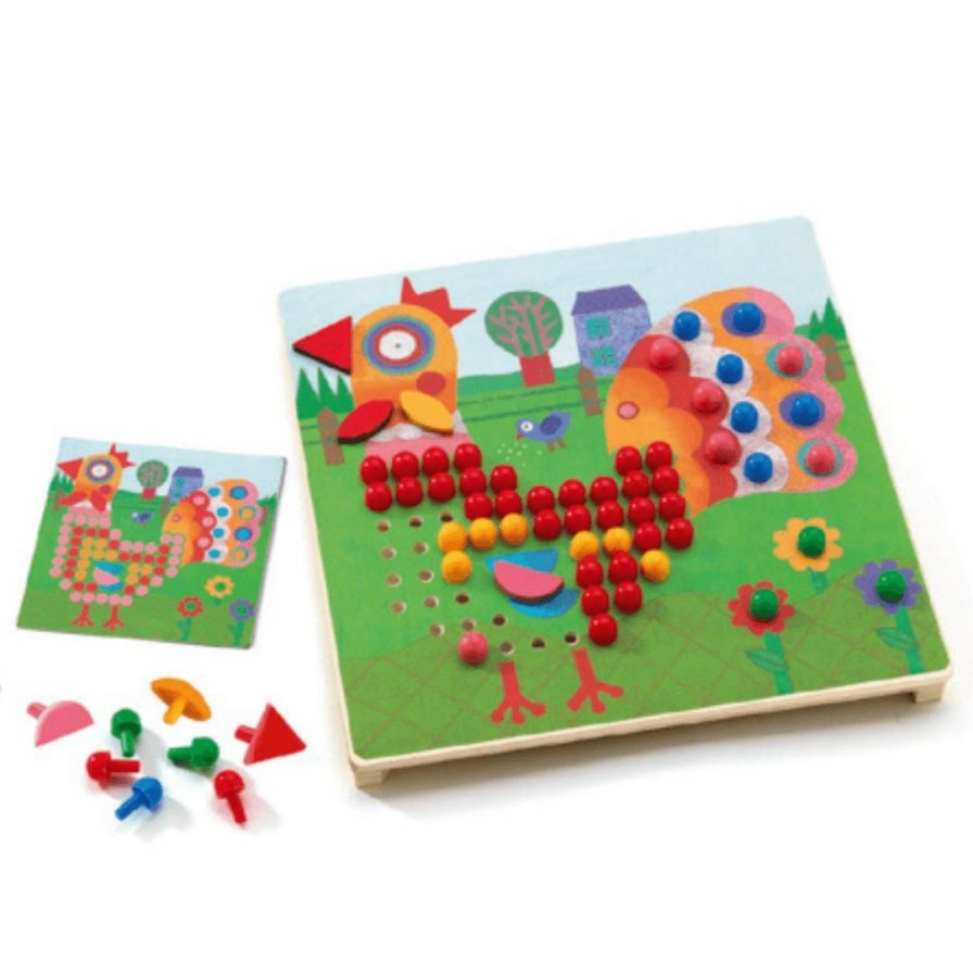 Wooden Toys Djeco Animals | Animo Mosaico-Pattern Peg Board