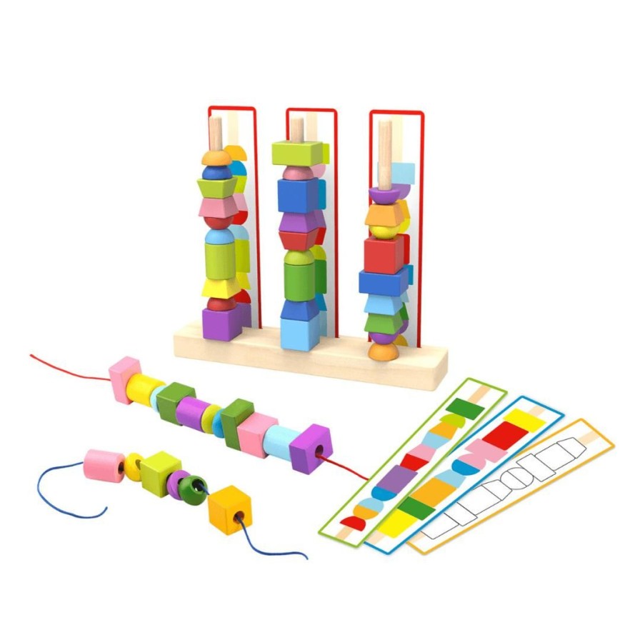 Wooden Toys Tooky Toy Shapes & Colours | Colourful Wooden Bead Set