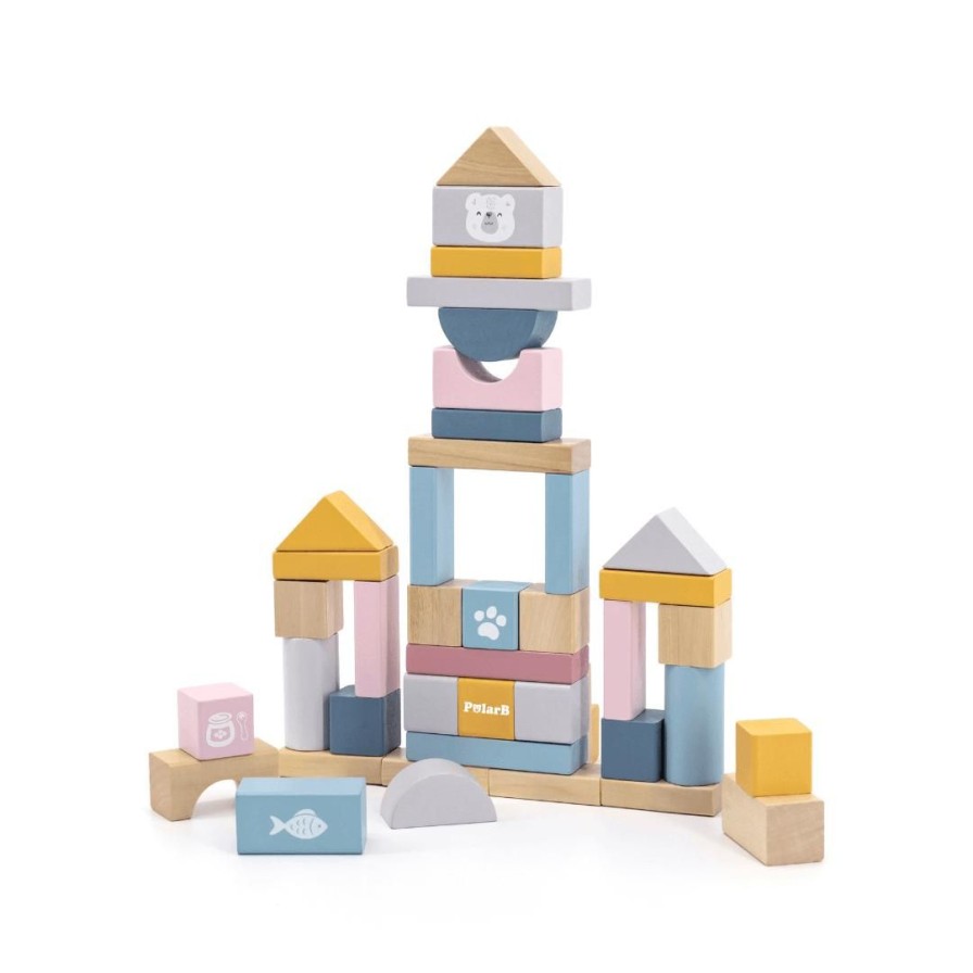 Wooden Toys Viga Stacking Toys | Wooden Pastel Blocks-60 Pieces