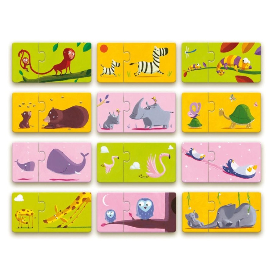 Wooden Toys Djeco Animals | Duo Mum And Baby Puzzles-Set Of 12 Puzzles