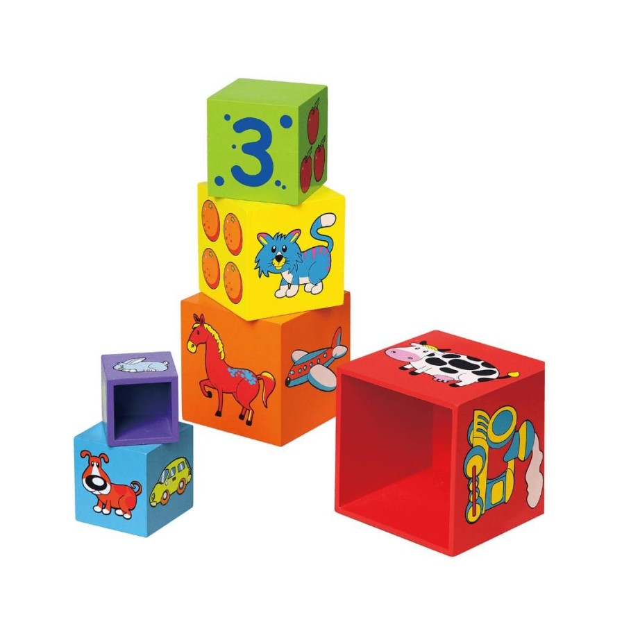 Wooden Toys Viga Animals | Colourful Nesting & Stacking Cubes