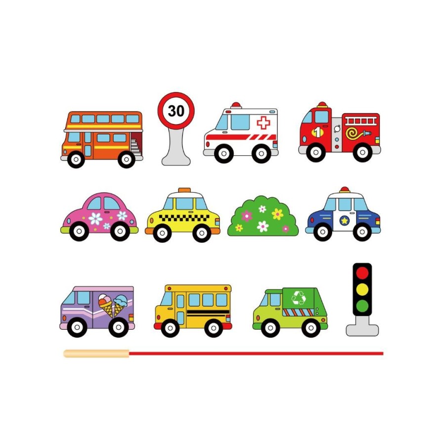 Wooden Toys Viga Threading & Tracing | Lacing Blocks-Vehicles