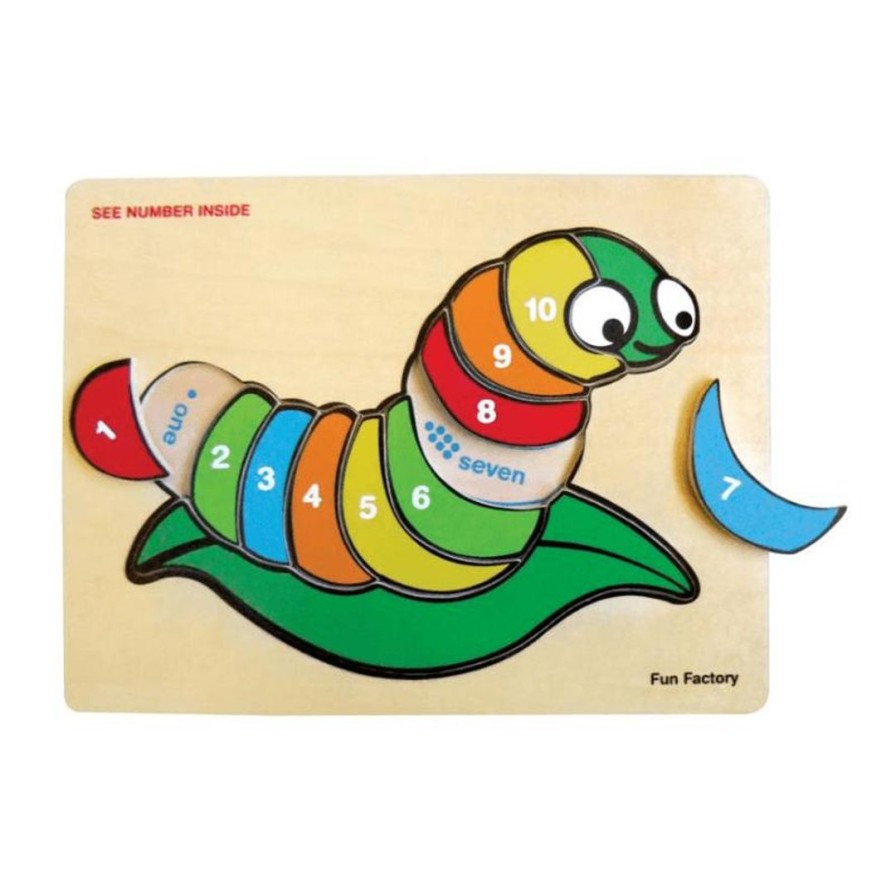 Wooden Toys Fun Factory Numeracy | Raised Silk Worm Number Puzzle