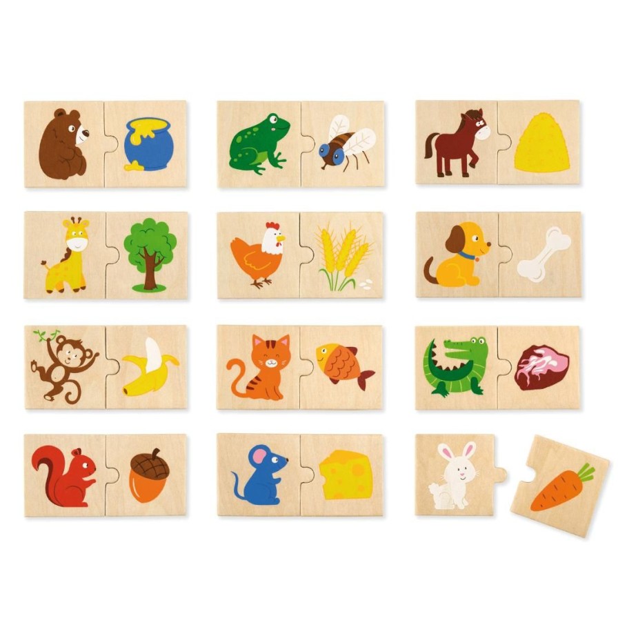 Wooden Toys Viga Animals | Wooden Animal Feeding Puzzle Set