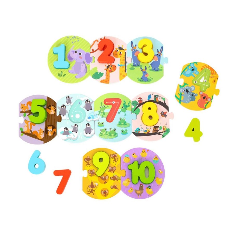 Wooden Toys Tooky Toy Animals | Colourful Number Linking Puzzle